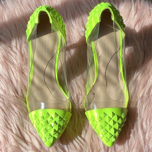 Wild Diva Shoes - Spiked heels color, yellow💛